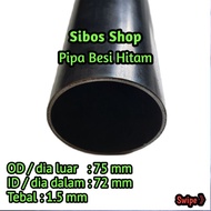 3 inch Iron Pipe Od 75mm Id 72mm Thickness 1.5mm Length 20 cm to 100 cm