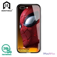 Hontinga สำหรับ iPhone 7 PLUS 8 PLUS Case Marvel superhero Spider-Man Spider Man ห่างไกลจากบ้านขอบนุ่มเคลือบเงา iPhone 7 + 7 + 8 + 8 + โทรศัพท์ Case Spiderman กระจกนิรภัยปกหลังปลอก