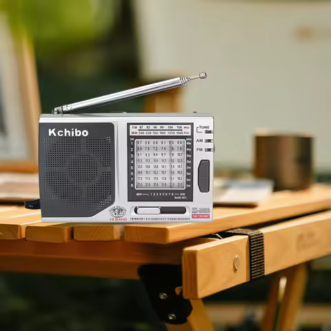 KK-9803 Stereo Radio Battery Operated Radio Receiver with Folding Kickstand FM/MW/SW1-8 Mini Portabl