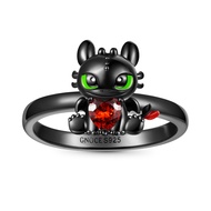 GNOCE How to Train Your Dragon Toothless Embraces Heart Ring 925 Sterling Silver Jewellery Gift