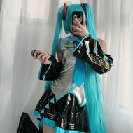 Hot  Hatsune Future Cos Clothing MIKU Costume Japanese Girl Anime Silver Patent Leather JK Womens Cl