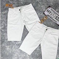 Men's white jean shorts made of high quality cotton, new model amen QS7J221 men's shorts