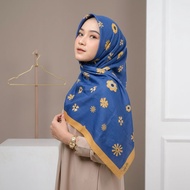 ADELINE YELLOW DENIM MOTIF VOAL HIJAB, LATEST FLOWER MOTIF VOAL HIJAB, CODE FL60, SQUARE MOTIF HIJAB