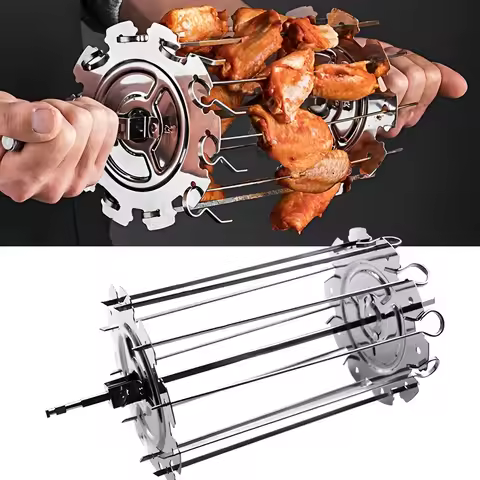 Oven Grill Cage Stainless Steel Meat Skewer Cage Heat-Resistant BBQ Roaster Non-Stick Kebab Maker Me
