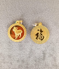 LIontin emas HK 999.9 asli 12 shio chinese zodiac shio kambing