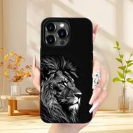 Fierce Animals 1pc Black Matt Lion Graphic Creative Full Coverage Shockproof TPU Phone Case Compatib