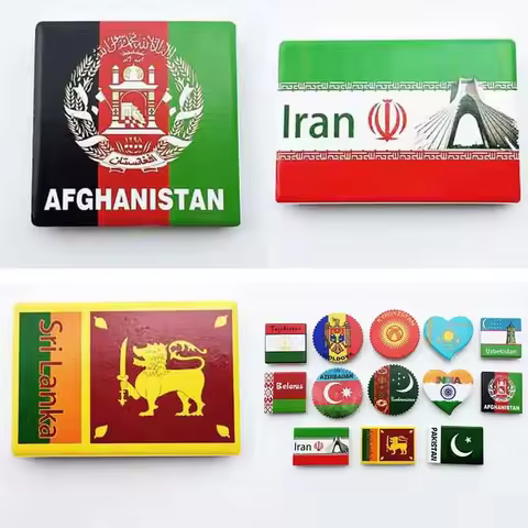 Afghanistan Sri Lanka Flag fridge magnets South Asia Tourism Souvenir Crafts Collection Gift Ceramic
