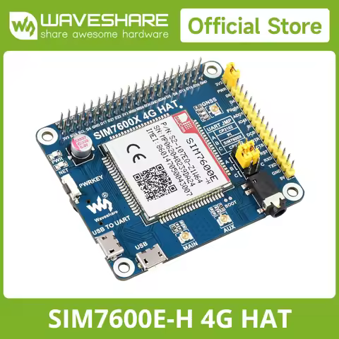 Waveshare SIM7600E-H 4G HAT for Raspberry Pi 5/4B/3B/Zero, Raspberry Pi LTE Cat-4 4G,GNSS,Europe,Sou