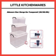 Abbaware Clear Storage Box Transparent/ (30L/50L/80L) Kotak Simpanan roda/Storage Box with wheels/ S