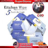Superstorez 5 in 1 bags TIsu Dapur Kitchen Wipes 80PCS Wet Tissue Cleaning Tisu Basah Dapur Lap Miny
