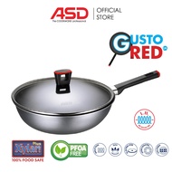 ASD 28CM GUSTO RED INDUCTION DEEP WOK PAN + GLASS COVER / HP8328GL-IH