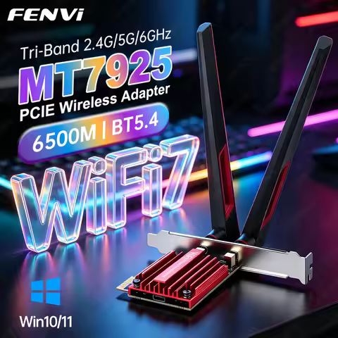 FENVI WiFi 7 MT7925 BE6500 PCIE Adapter BT 5.4 Tri Band 2.4G/5Ghz/6Ghz 802.11BE 6500Mbps Wireless Ne
