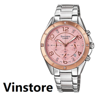 [Vinstore] Casio Sheen Chronograph Style Stainless Steel Pink Dial Women Watch SHE-5021SG-4ADR SHE-5021SG-4A SHE-5021SG-4