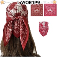 LAYOR1P9 Men's Headscarf, 55x55cm Handshake Print Woman Hip Hop Face Towel, Fashion Breathable Light