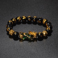 bhjlf Color Changed Xiu Women Feng Shui Obsidian Wealth Pi Yao Bracelets Men 10mm Dragon Mantra Bead
