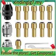 【】16Pcs Drill Chuck Collet Set, 1/32 to 1/8inch Drill Chuck Collet Set with 11Pcs Brass Collet, 3Pcs