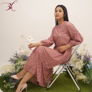 3H Cilla Gamis Wanita Lengan Panjang Brukat Dress Long Sleeve Stylish OC 27