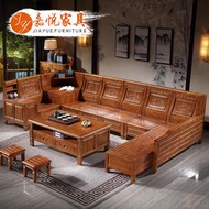 實木新中式香樟木沙發組合客廳家具仿古儲物全實木轉角貴妃沙發
