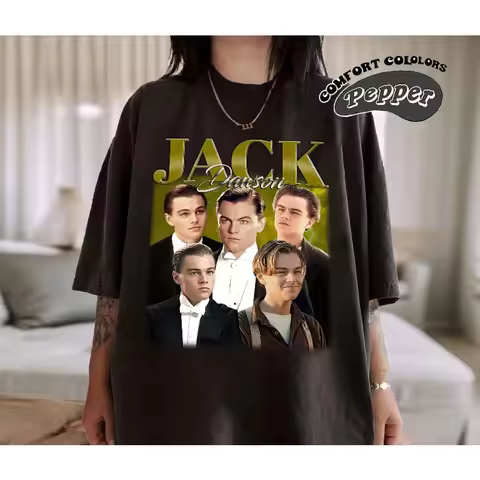 Jack Dawson Titanic Movie Shirt, Leonardo Dicaprio 90s Retro Tee Summer Men's and Women's Loose and 