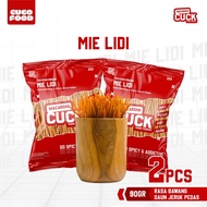 Macaroni Cuck Mie Lidi Pedas Daun Jeruk 2 pcs x 80 Gram Kemasan Reguler Macaroni Cuck Snack Cemilan 