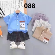 plain polo checkered short terno for boy 1-6year old