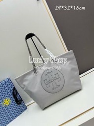 全新🌸Tory Burch Ella Tote 灰色 尼龍 托特包 單肩包 大容量