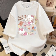 COD [Double Yarn 250g Tight 220g] Cartoon Printed Short-Sleeved T-Shirt Women Summer New Style Niche