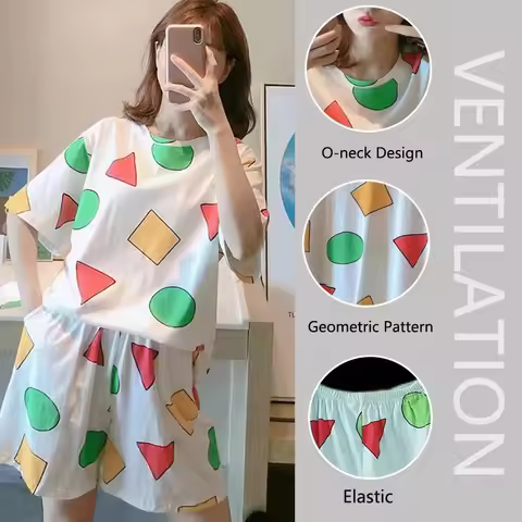 Pijama Sin Chan Man Pajama Sinchan Cotton Summer Short Sets Japanese Pajamas for Couples Man and Wom