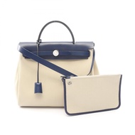 【二手】愛馬仕 HERMES 手袋 Herbag Zip PM Beton/藍寶石色帆布皮革 Herbag Zip PM Beton/藍寶石色