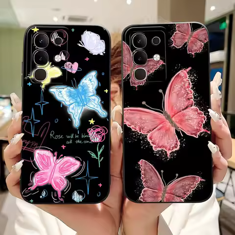For Vivo Y29 4G Beautiful Floral Butterfly Phone Case For Vivo Y29 Y 29 4G 5G V2420 Soft Silicone Pr