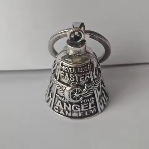 Vintage 3D Design Motorcycle Guardian Bell Retro Wing Design Angel Pendant Bell Alloy Punk Style Bik