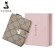 FOXER wanita PVC tandatangan dompet kecil Embossing wanita dompet pendek wanita wang beg pembungkusa