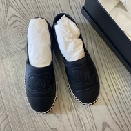Chanel香奈兒黑色全皮漁夫鞋 35碼