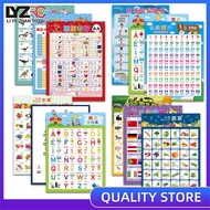 LYZRC 8pcs Big Educational Wall Chart Poster for Kindergarten Babies, English Words Colors Months Nu