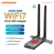 Comfast 8774Mbps WiFi 7 Intel BE200 PCIE Wifi Adapter Bluetooth 5.4 Tri Band 2.4G/5G/6GHz Wifi 7 BE2