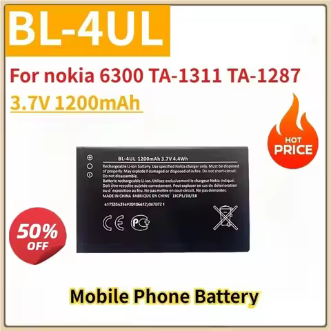 New Replacement Mobile Phone Battery 3.7V 1200mAh BL-4UL BL-4WL BL4XL for nokia 6300 TA-1311 TA-1287