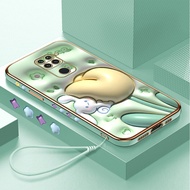 （Lokal Ready) Softcase Kesing hp Untuk Redmi Note 9  (Lanyard Gratis) Kartun Pola Cinnamoroll stereoskopis 3D Edge Pattern Design Luxury Plating Soft Phone Case