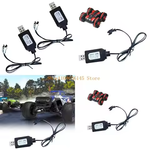 2pcs 6V SM2P USB Charging Cable for 6V NiCd NiMH Batteries Amphibiously Remote Car with Safety Featu