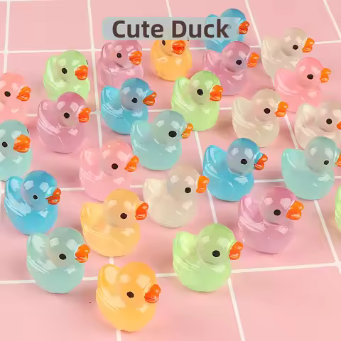 10/20/50pcs 26.5x25mm Mini Glow Little Duck DIY Resin Accessories Cartoon Jewelry Decoration Transpa