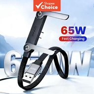 65W Fast Charging USB A To Type C Cable 2-in-1 Foldable Phone Holder Desk Stand