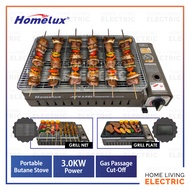 Homelux Portable Gas Stove 2 in 1 Infrared Cassette Grill Plate & Pan BBQ Stove Skewer Camping High 