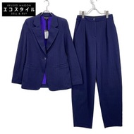 Emporio Armani 紫色人字紋外套和褲子套裝，尺寸 42/40（二手）