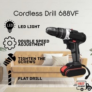 [READY STOCK] Cordless Drill 688VF Screwdriver Electric Drill Set Lithium Battery Hand Tool Power