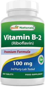 Vitamin B2 (Riboflavin) 100 mg 180 Tablets - Premium Formula - 3rd Party Lab Tested
