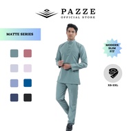 [Koshibo] Pazze Baju Melayu Modern Slim Fit Dusty Green Pink Belacan