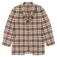 BOGLIOLI 2902E DOVER 亞麻真絲格紋單排扣修身西裝外套，ブラウン， 50碼，正品，義大利製造，男款，成色極佳。