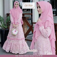 SANDRA SYARI BRUKAT/GAMIS BRUKAT/DRESS BURKAT/BRUKAT SYARI/GAUN PESTA BRUKAT/GAMIS SET KHIMAR