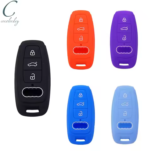 Cocolockey Key Fob Case Skin Fit for AUDI A4 A5 A6L A7 A8 Q3 Q5 Q7 Smart Key 3buttons For Silicone C