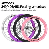 MEROCA 20 Inch Wheelset for Folding Bike 406 451 High Profile Rim Straight Pull Bearing Hub