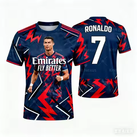 AI Ronaldo No. 7 Football Jersey Men's Sports T-shirt 3d Printing Autumn Dry Quickly Men's T-Shirt C